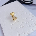 Detail of 18K gold plated double heart ring with matte finish and pavé zircon stones - Style 5-Matte Polished Double Heart