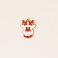Cartoon Christmas reindeer charm made of red enamel and golden stainless steel for DIY jewelry - Colored Reindeer