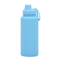 Light blue 1L matte stainless steel sports bottle with portable handle and leakproof cap - Sky Blue - Sport