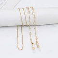 Golden eyewear chain with sparkling clear crystals and secure non-slip rubber loops - 70cm / Clear