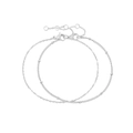 Minimalist double layer stainless steel bead chain anklet set with adjustable lobster clasp - Steel