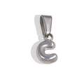 Silver 18K plated stainless steel bubble letter C pendant with polished finish - C-Steel