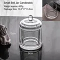 Piccolo candeliere a campana in vetro stile nordico con base trasparente e cupola - Portacandele a Campana in Vetro Piccolo