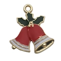 Ciondolo a forma di campana di Natale in smalto rosso e verde per gioielli fai-da-te - Campanella di Natale (14210) / 1 pezzo (19x21mm)