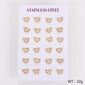 Set of 12 pairs of stainless steel butterfly stud earrings with shell inlay in gold - White Shell / Small (9*7mm)