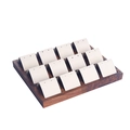12-slot walnut wood earring display stand with white microfiber lining tray - Off-white Velvet