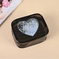 Translucent black PVC cosmetic bag with a glitter heart pattern and black piping - Sequin Heart / Black