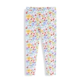 Girls floral print leggings with colorful flower pattern and elastic waist on white background - 2T (80-90cm) / Floral Style (1006)