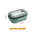 Boîte à lunch bento rectangulaire vert menthe 1200ml avec boucles latérales - 1200ml / Vert