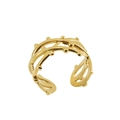 Anillo abierto geométrico de acero inoxidable chapado en oro 18k con líneas cruzadas - Abierto Ajustable / Dorado