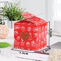 Red heart window gift box 7.5cm with handle for Valentine wedding candy packaging - Red Gift Box
