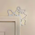 Décoration de coin de porte de Noël blanche avec motifs de nœud et cloche - Noeud Blanc Cloche