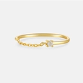 Minimalist S925 sterling silver gold ring with chain link and sparkling cubic zirconia - Mmr146 (18k Gold) / Size 6