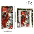 Detaillierte Größentabelle und Lifestyle-Ansicht eines 150x75cm Weihnachts-Schneemann-Banners - 75x150cm / Schneemann mit Kranz