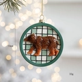 Christmas tree ornament featuring a brown bear on green plaid pattern, 10cm diameter - Brown Bear