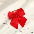 24.5cm large red velvet Christmas bow decoration on soft white fur background - Medium / Red