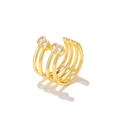 Chic multi-layered gold plated ear cuff with pavé zircon accents for non-pierced ears - EGJ0136 Gold Four-Layer Ring