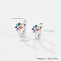 S925 sterling silver flower hoop earrings with colorful zircon stones for women - Colorful Zirconia Flower Ear Buckle / 925 Silver