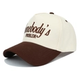 Fashionable Somebody's Problem trucker hat with contrast embroidery in cream and brown - Adjustable / Coffee