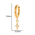 Golden titanium hoop earring with a sparkling star pendant and clear zircon stone - Four-pointed Star Pendant (T2595-7#Gold)