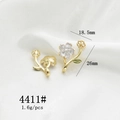 Detailed size parameters for rose flower and leaf alloy pendants for DIY jewelry making - 4411# Shell Luster Flower