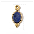 Detailansicht des blauen Natursteinanhängers mit Maßen von 16 mm Höhe und 7 mm Breite - YE487-Ovaler Lapislazuli