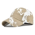 Close-up of khaki and white tie-dye camouflage pattern on cotton canvas baseball cap - Adjustable / Tie-dye Khaki