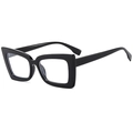 Occhiali da sole futuristici neri cat-eye con montatura spessa lucida da donna - Nero Lucido Lenti Trasparenti Anti-luce Blu (C5)