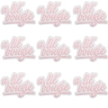 Set of 9 pink and white 'a lil' bougie' embroidered patches with script font lettering - Pink