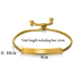 Detail of adjustable gold stainless steel bar bracelet with size dimensions 27cm - Gold Bolo Box Chain Curved Bar (JZB454-02M)
