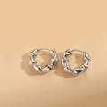 Boucles d'oreilles minimalistes en argent style bambou avec design à maillons irréguliers - M / Bambou Moyen Argent