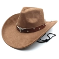 Chapeau jazz en daim marron avec décor tête de taureau et mentonnière réglable - M(56-58cm) / Café Clair