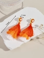 Cartoon bead earrings with orange white tassel fringe and size labels of 7.2cm length - FX355 (Orange White Gradient Tassel)