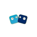 Cute cartoon animal enamel pins with blue finish and golden metal borders for backpacks - Blue Square Eyes Style (CZ1910-3)