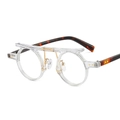 Retro sunglasses with clear round frames, tortoiseshell temples and gold metal accents - Transparent Frame Clear Lens