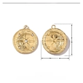 Polished starburst charm in gold stainless steel with rhinestones and 21mm size detail - VG553x3-Gold Starburst Round