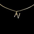 Letter N pendant necklace in 18k gold plating with colorful zircon stones - Letter N / Gold