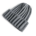 Classic dark grey ribbed knit beanie for men and women made of thick wool fabric - One Size / Dark Gray