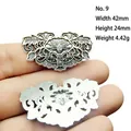 Detailed size specifications for silver alloy floral hollow pendant with measurements - No.9/Large Hollow