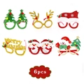 6pcs Christmas party glasses set featuring reindeer antlers and holiday glitter designs - Christmas Glasses Set 3 (6pcs)