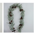 Frosted pine needle Christmas garland with natural pine cones for fireplace holiday decor - Style 25-23 (Frosted Pine Needle Pine Cones)