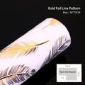 50x70cm white gift wrapping paper roll with elegant gold foil feather pattern - Golden Feathers