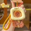 Cute capybara plush keychain wearing toast hat and brown sweater with woven lanyard - Toast Bread Headwear