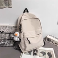 Zaino da campus minimalista bianco sporco con ciondolo a papera e multitasche - Bianco Con Pendente Anatra