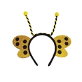 Funny cartoon bee headband with glittery gold wings and yellow pom pom antennas - Yellow Butterfly (Bee Style)