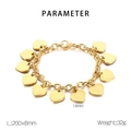 Detailed parameter view showing 18K gold heart bracelet with dimensions and weight - Gold Polished Heart Style (KB179409-Z)