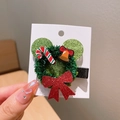 Grüne Pailletten-Haarklammer in Mäusekopf-Form mit Zuckerstange und Weihnachtsdekor - 983-13 Grüne Pailletten Mauskopf Weihnachtsspange