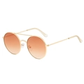 Lunettes de soleil rondes rétro avec verres dégradés orange et monture dorée à double pont - Monture Dorée Double Thé