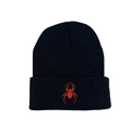 Berretto in maglia nera cappello caldo invernale con ricamo ragno rosso unisex esterno - Elastico 55-60cm / Ragno Nero-Rosso