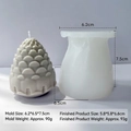 Silicone pinecone mold for DIY candles with exact dimensions and finished wax sample - Pine Cone H-0976